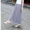 thumbnail image 2 of Vintage Tulle Skirt Women Streetwear Elastic High Waist Mesh Pleated Skirts Summer Elegant Korean A Line Office Ladies Skirt New, 2 of 10