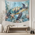 thumbnail image 5 of Coastal Sea Turtle Tapestry for Bedroom Wall Hanging Tapestry, Vintage Teal Nautical Beach Botanical Ceiling Backdrop Tapestries Poster Blanket Wall Decor for Teens Room Living Room Dorm 59" x 90", 5 of 8