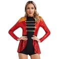 thumbnail image 3 of Aislor Women Circus Ringmaster Costume Shiny Sequins Performance Jumpsuit Cosplay Carnival Party Fancy Dress Up Red 3XL, 3 of 7