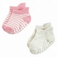thumbnail image 4 of Hudson Baby Infant Girl Non-Skid No-Show Socks, Pink Green, 2-4 Toddler, 4 of 8