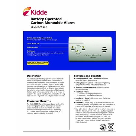 Kidde 9CO5 Battery Operated Carbon Monoxide Alarm Contractor's Pack, 6pc