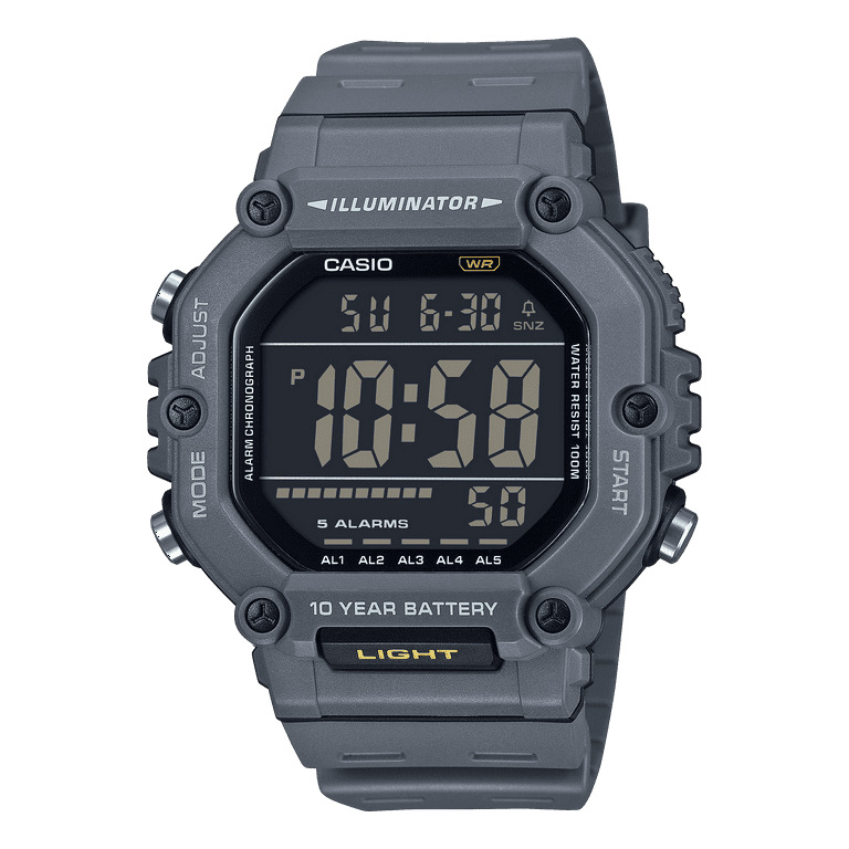 Casio Mens Digital Wristwatch Large Lcd 10-Yr Battery 100M Wr