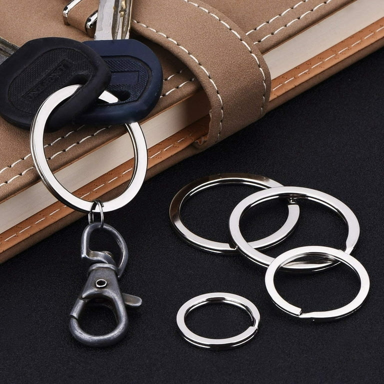 Heldig Flat Key Rings 1 Inch, Metal Keychain Rings Split Keyrings Flat Ring  for Home Car Office Keys AttachmentB