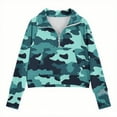 thumbnail image 4 of SGFCWSX Girls Fleece Pullover Camouflage Print Zipper Sweatshirt Kids Thermal Sweatshirts Mint Green Size 9 Years, 4 of 5