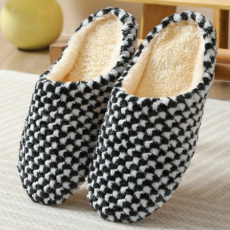 

Yutnsbel Fuzzy Slippers Couple Men Women New Polka Dot Mute Japanese Indoor Slippers Home Non Slip Plus Size Cotton Slippers