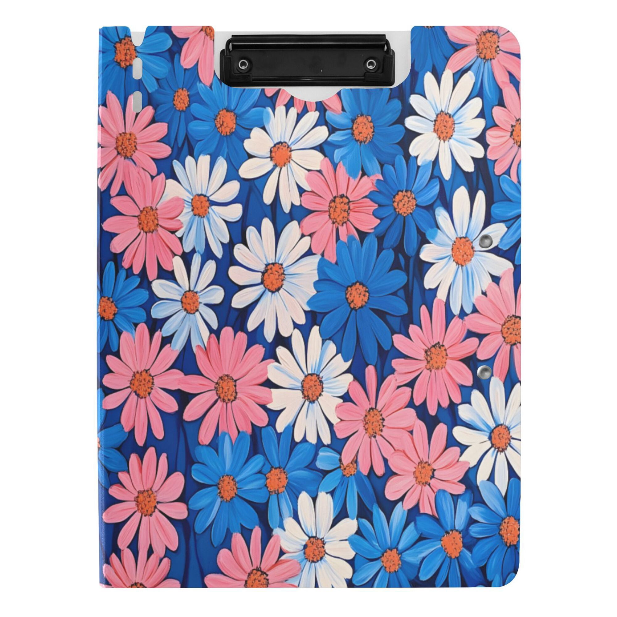 FORMRS A4 Clipboard Folder with Pen Holder Horizontal Foldable School Office Binder, Pink Flowers Pattern