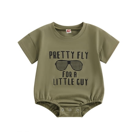 

Musuos Baby Boy Romper Short Sleeve Crew Neck Letters Print Summer Bodysuit for Casual Daily