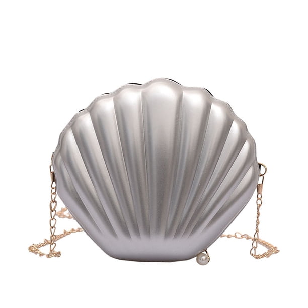Bolso de mano de noche Mini Seashell para mujer, bolso cruzado, bolso de hombro, bolso de hombro pequeño y bonito con cadena para mujeres y niñas pequeñas