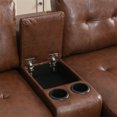 thumbnail image 6 of Modern Sectional Sofa, L-Shaped Sofa with Stoarge Chaise, PU Upholstered Corner Couch with Cup Holder and Side Pocket, Accent Sofa for Living Room, Office, Apartment, Brown, 6 of 7