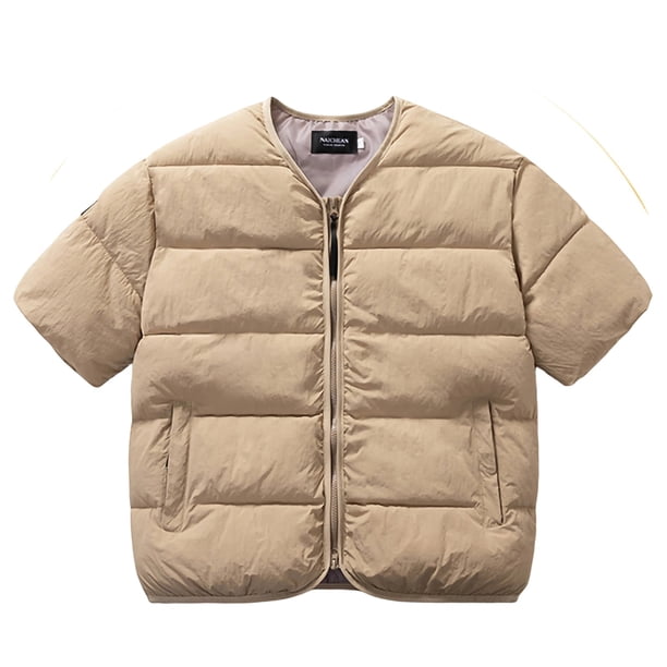 Ceisia Men Winter Solid Color Windproof Warm Gift Loose Fit Quarter Sleeve Round Neck Casual Fashion Coat Tops