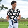 thumbnail image 5 of Balery Lilies Flowers Printed Men’s Short Sleeve Polo Shirt, Midweight Men's Shirt,Golf Polo shirts -Large, 5 of 8