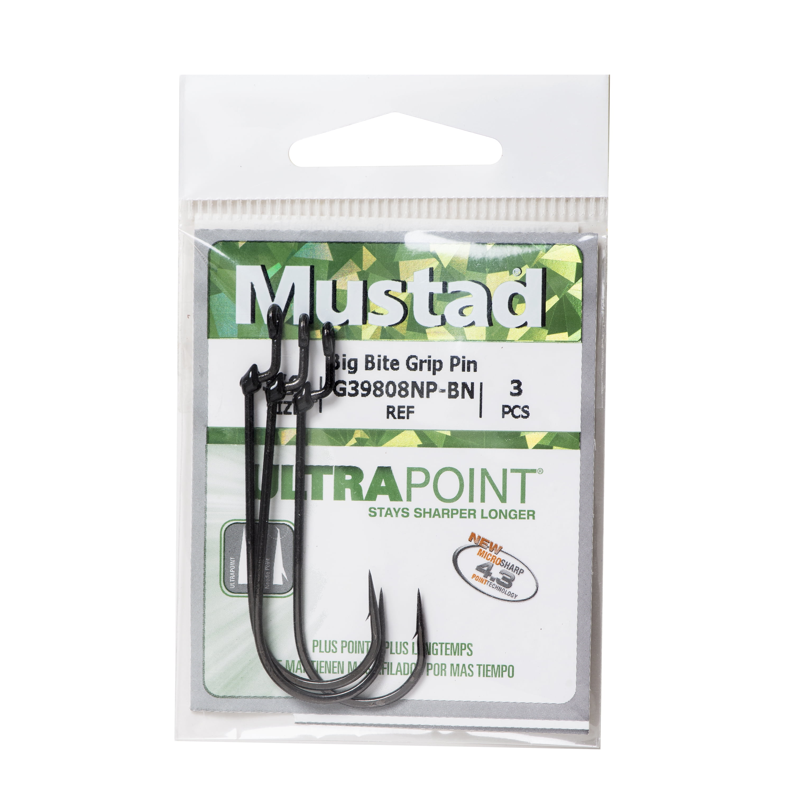 Mustad Ultra Point Big Bite Grip Pin Hook - Size: 5/0 (Black Nickel) 3pc
