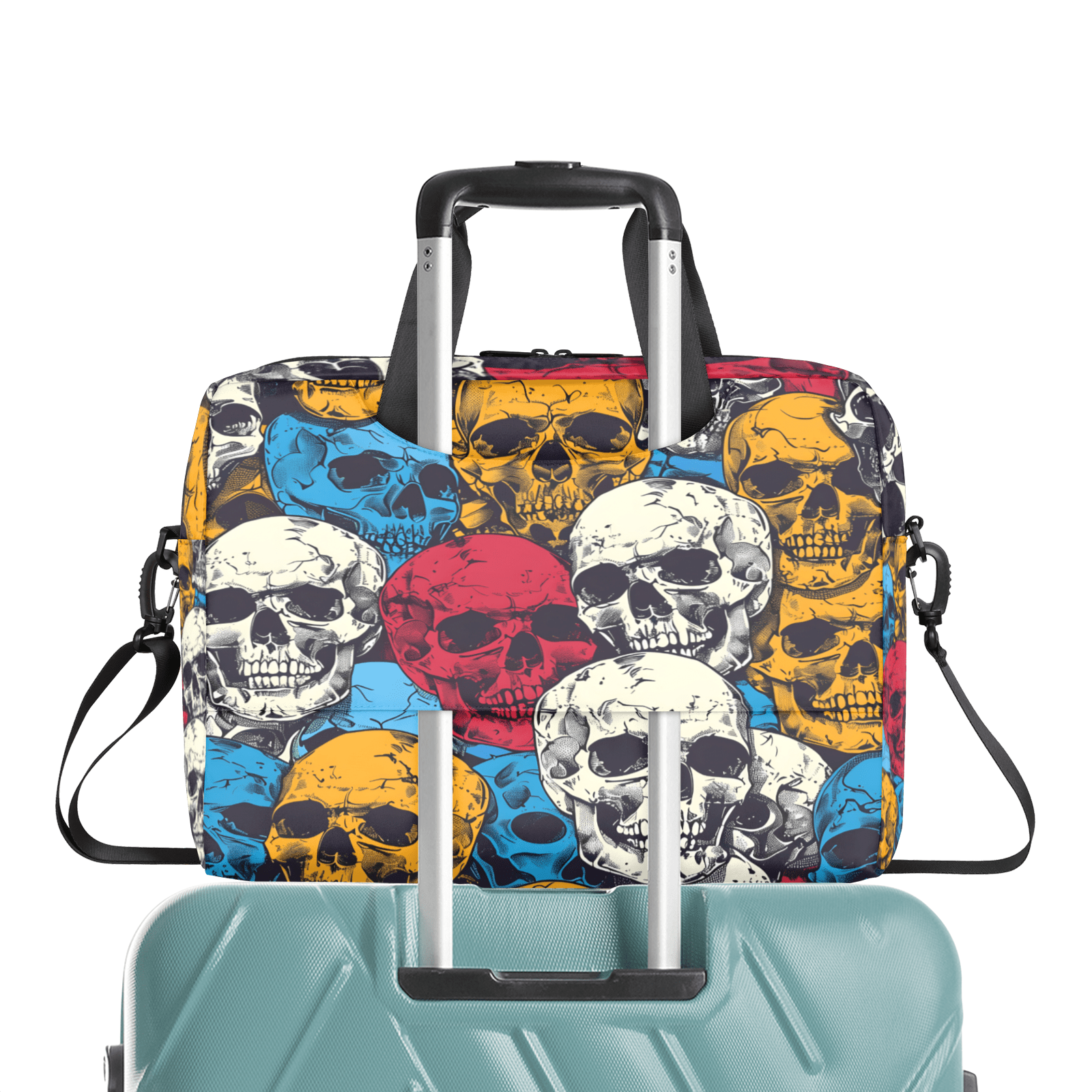 Herdesigns Skull Laptop Bag for Women Men, Computer Case Briefcase Messenger Bags, 15-15.6 inch Laptop Sleeve Shoulder Bag
