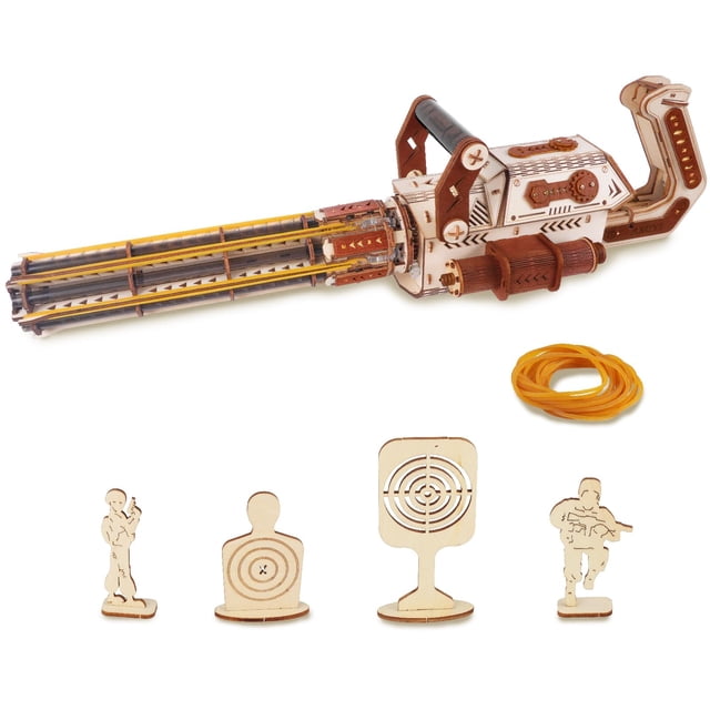 Pistola Puzzle de madera OWNONE 1, pistola eléctrica Gatling 272 piezas