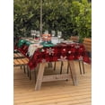 thumbnail image 2 of Outdoor Tablecloth with Umbrella Hole and Zipper, Christmas Tree Rectangle Table Cloth 60x84 Inch Waterproof Tablecloth, Gnomes Winter Snowflake Retro Red Plaid Picnic Table Cover for Patio Camping, 2 of 7
