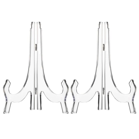 2 Pieces, 9.8 Inches Clear Acrylic Easels Display Stands/Plate Stands for Display Photos Holder Picture Frames or Other Items at Weddings, Birthdays, Home Decoration, Tables