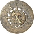 thumbnail image 1 of Garden Thermometer, Bronze Sun and Moon Analog Wall Clock, 30cm, Vintage Style, Weather Resistant, Battery Operated, 1 of 1