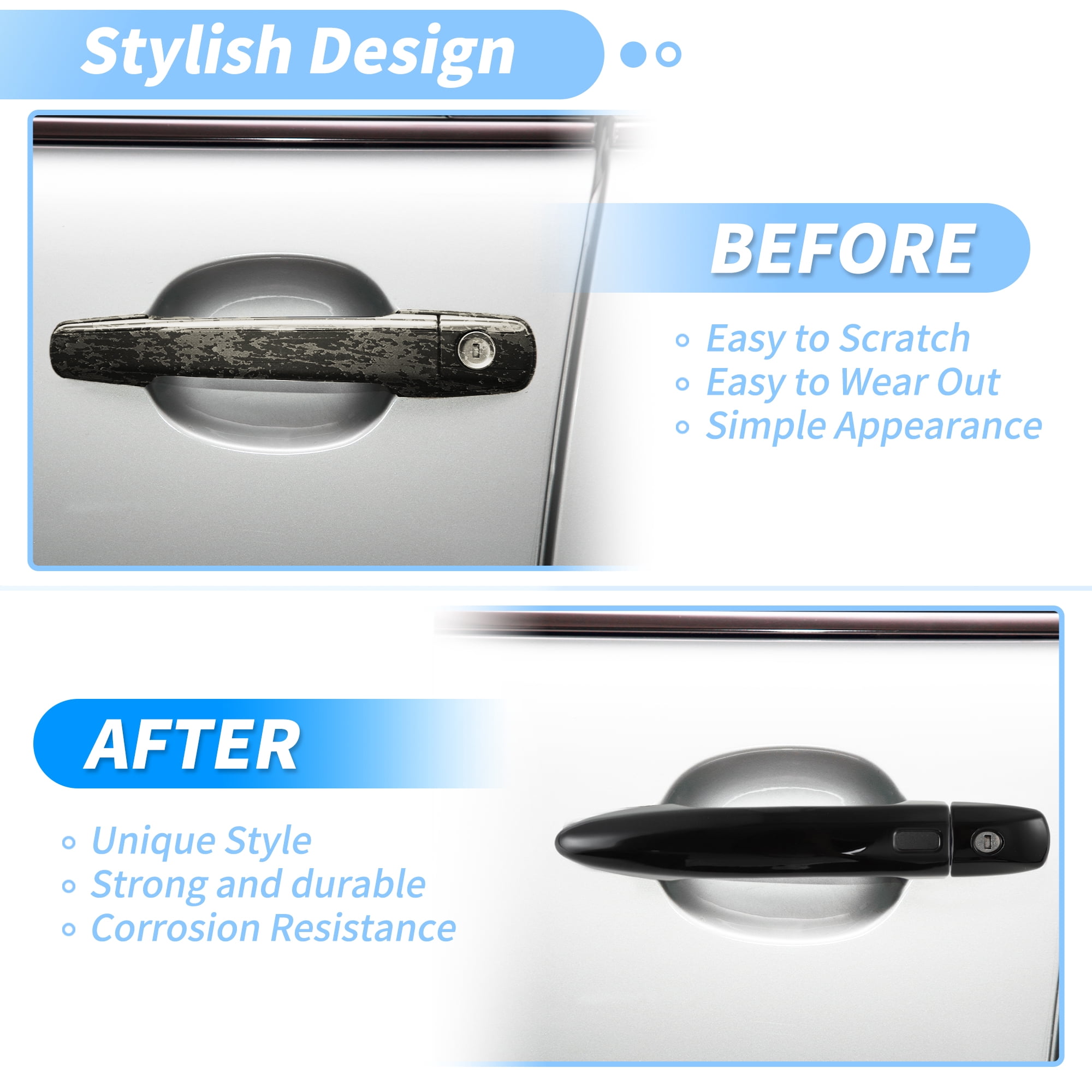 Unique Bargains Premium ABS Door Handle Cover Black for Nissan Altima 2019-24 for Nissan Sentra 2020-2024 for Nissan Qashqai 2023-2025