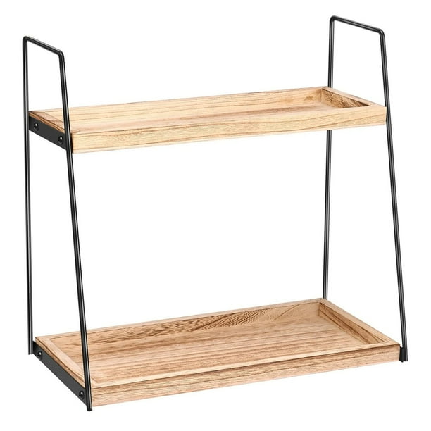 Estante Organizador de Baño de Madera de 2 Niveles para Tocador, Encimera, Almacenamiento de Cosméticos, Gran Capacidad, Soporte para Artículos