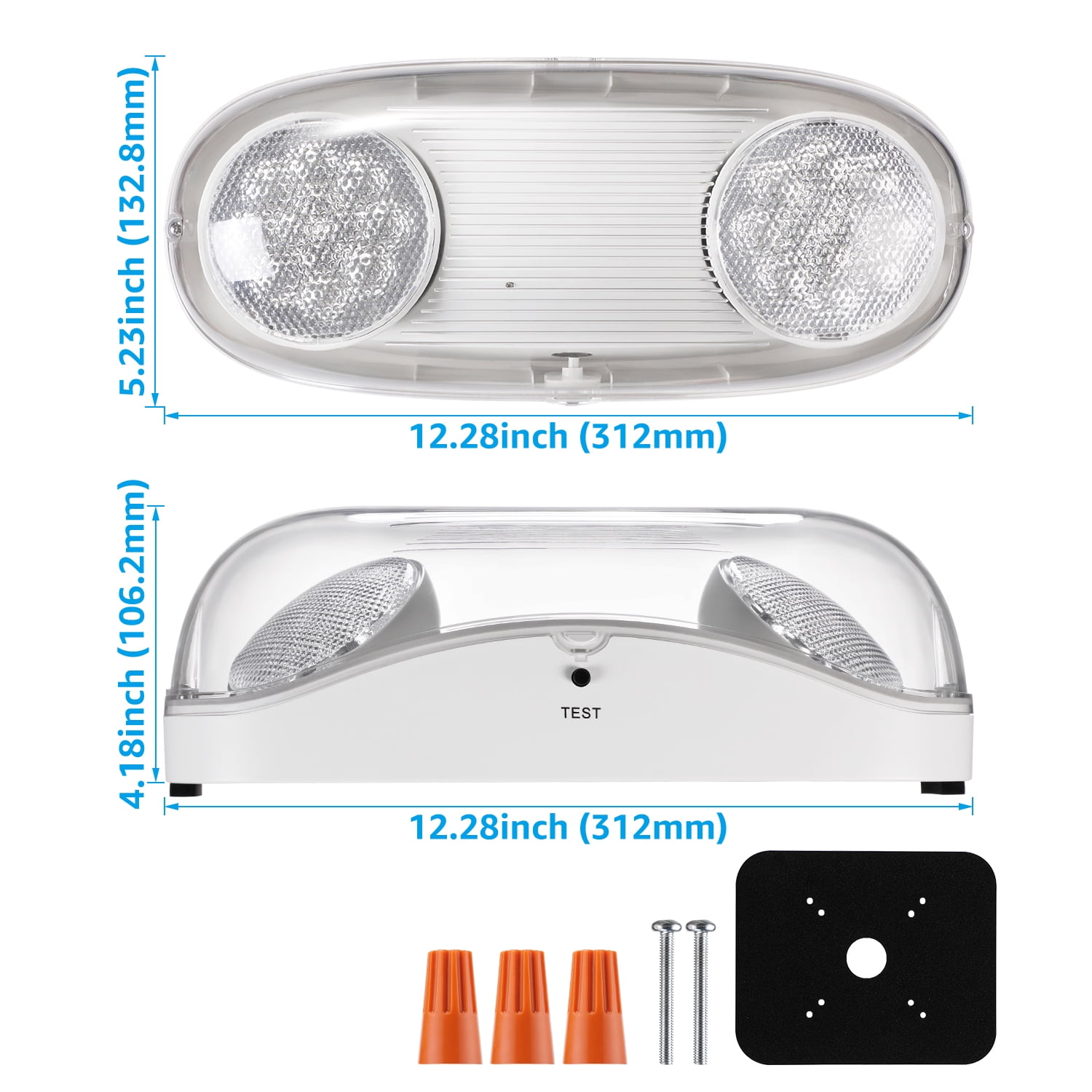 4 Pack UL Listed LED Emergency Lights with Battery Backup, Commercial Emergency Lights Fixtures, Two Adjustable Head LED Emergency Lighting for Mall School Restaurant Hotel