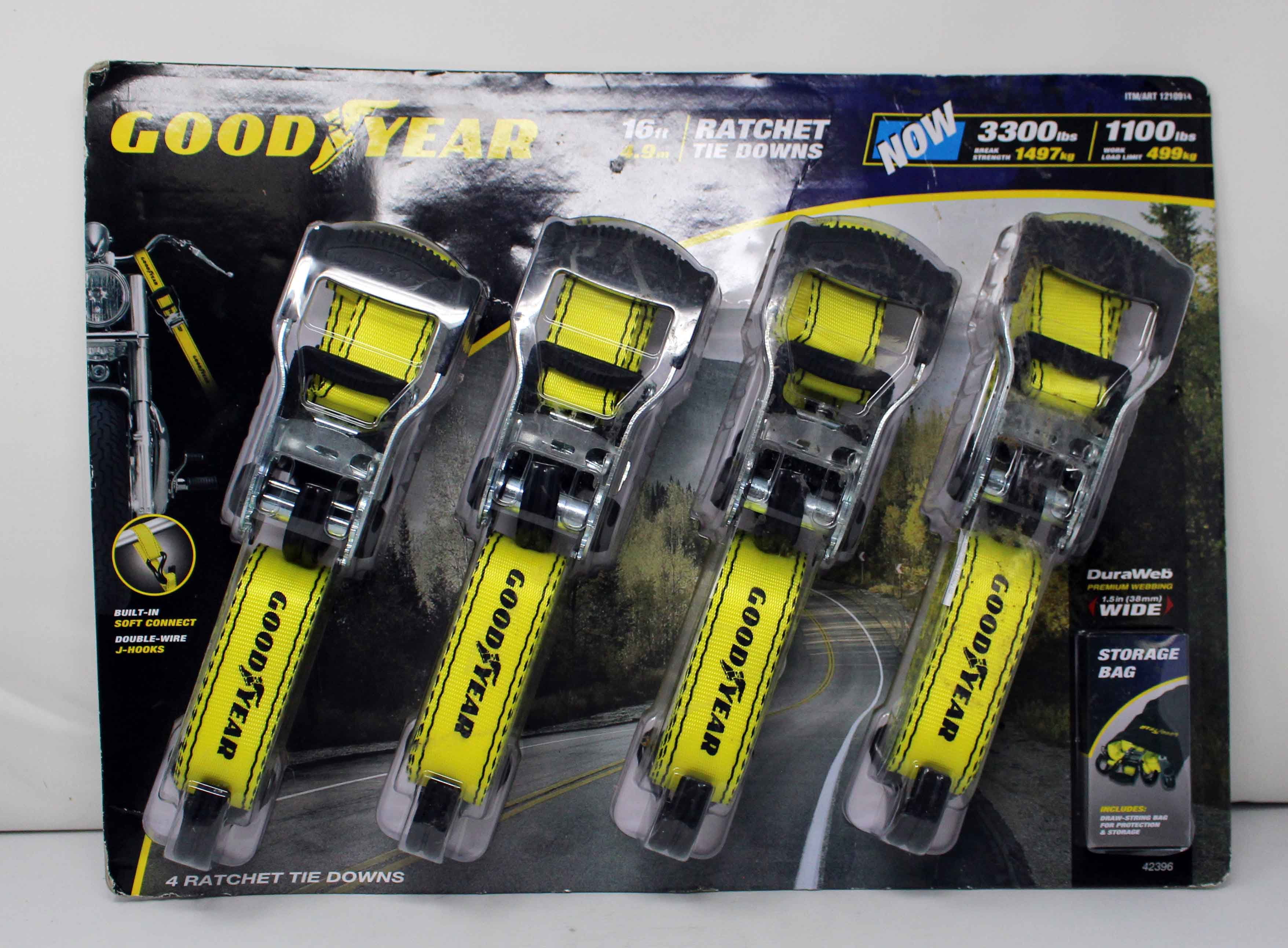 Goodyear Heavy Duty 16 ft 11/2" Nylon Ratchet Tie Downs