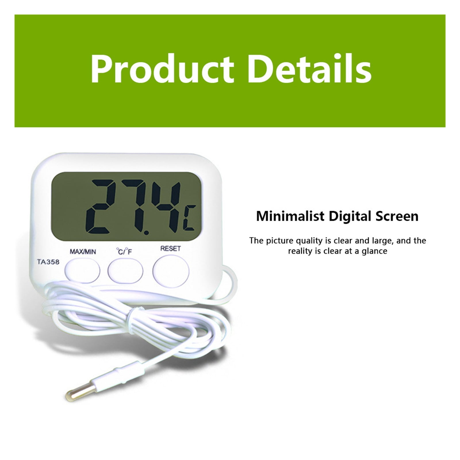 Electronic Digital Display with Probe Thermometer Wire Sensor Temperature Humidity Meter ,Fast Response