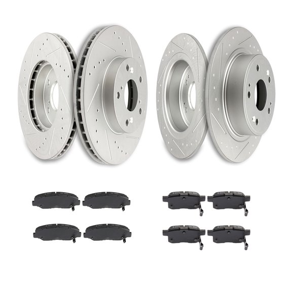 CCIYU Front Rear Drilled Slotted Brake Rotors + Ceramic Pads fit for 2011-2012 for Honda Accord