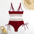 thumbnail image 6 of Otvok Womens Bikini High Waisted Split Color Suit With Drawstring Summer Swimsuit, 6 of 6