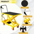 thumbnail image 6 of GARVEE Hydraulic Lift Table Cart 1100 lbs Manual Single Scissor Lift Table with 4 Wheels and Non-Slip Pad for Material Handling and Transportation,Yellow, 6 of 6
