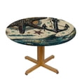 thumbnail image 3 of Orinice Whale Anchor Starfish Round Table Cover Stain Resistant Washable Indoor Outdoor Tablecloth Kitchen Dining Wedding Parties Table Cloth 100% Polyester Fiber 54-58, 3 of 8