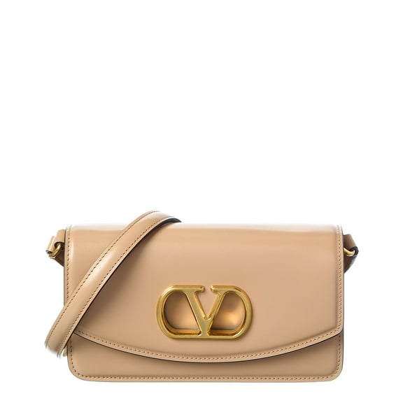 Valentino VLogo Leather Shoulder Bag, Brown