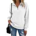thumbnail image 3 of Yievot Quarter Zip Up Sweatshirts for Women Trendy Long Sleeve Tops with Pocket Casual Lapel Sweatshirt, 3 of 8