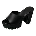 thumbnail image 6 of Platform Heels for Women Peep Toe Sandals Lug Sole High Block Heel Slip on Slides Shoes Casual Summer Dress Shoes Black Size 6.5, 6 of 6
