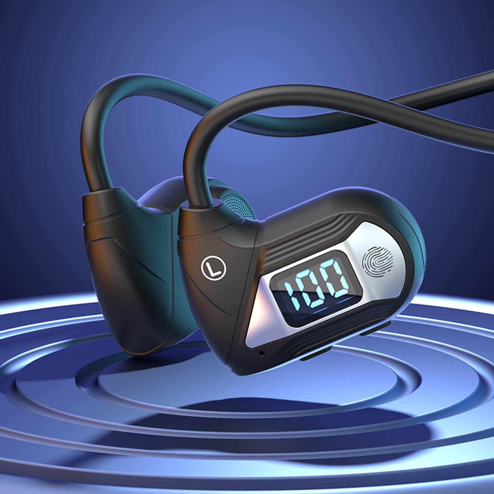 ClearanceBone Conduction Headphones Bluetooth, Open Ear Wireless Headset with Mic, Sweat Resistant Earbuds for Runnig Workout Hiking Running Fitness Walking94e