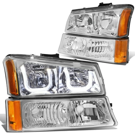 - For 03-06 Chevy Silverado/Avalanche Dual LED Halo Headlight+Bumper Chrome Housing Amber Corner Headlamp 04 05 1500 2500 3500 4Pcs