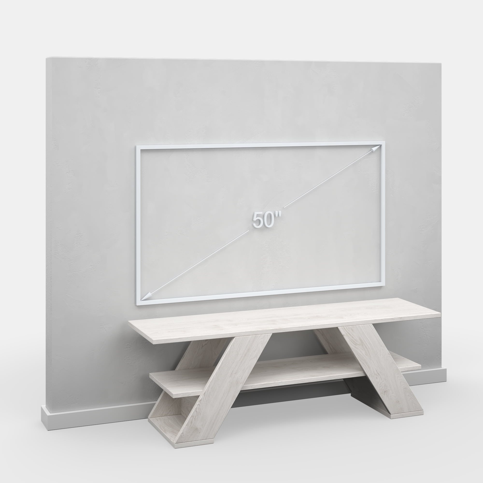 Ada Home Decor Furniture for TVs up to 53" 1 Tier Open Shelf Ivory Tioga Modern TV Stand