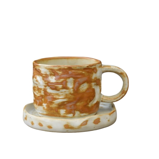 Taza de café/té de cerámica for el hogar con plato de cerámica for cafetería