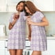 thumbnail image 4 of Disketp Floral Purple Buffalo Plaid para Camisón Corto de Manga Corta para Mujeres, Camisón Cómodo con Escote Redondo, Bonito y Confortable, 4 of 6