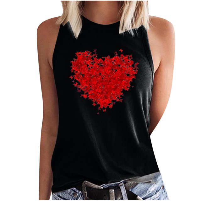 Tops casuales de verano sin mangas para mujer Tops de chaleco sin mangas con estampado de cuello redondo Pompotops lopia996535