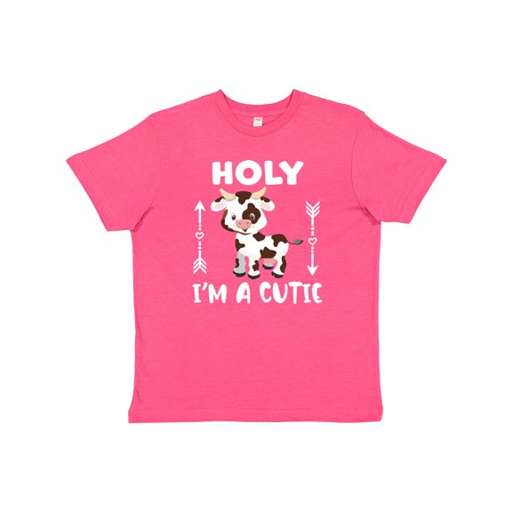 Inktastic I'm a Cutie White and Brown Holstein Cow with Arrows Youth T-Shirt