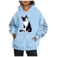 thumbnail image 2 of LUCKILY DOG Women's Long Sleeve Hoodie With Double Cat Print Pullover Sweatshirt, 2 of 6