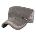 thumbnail image 2 of Unisex Vintage Cadet Cap - Classic Military Style Adjustable Baseball Hat for Men & Women, Plain Structured Low Profile Cap for Daily, Outdoor, Casual Wear, 2 of 5