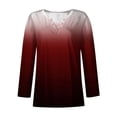 thumbnail image 3 of Lindreshi Long Sleeve Shirts for Women's Christmas Printed V-Neck 3/4 Sleeve Pleated Top, 3 of 4