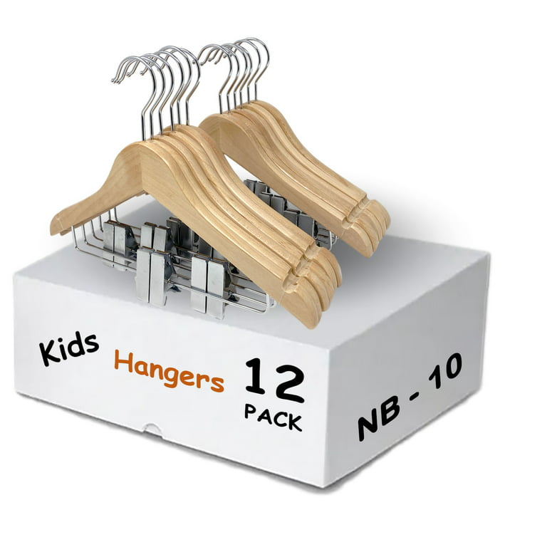 High-Grade Children's Wooden Hangers (10 Pack) Durable Baby Wooden Hangers  for Nursery - Cute & Charming Design Kids Clothes Hangers with Notches