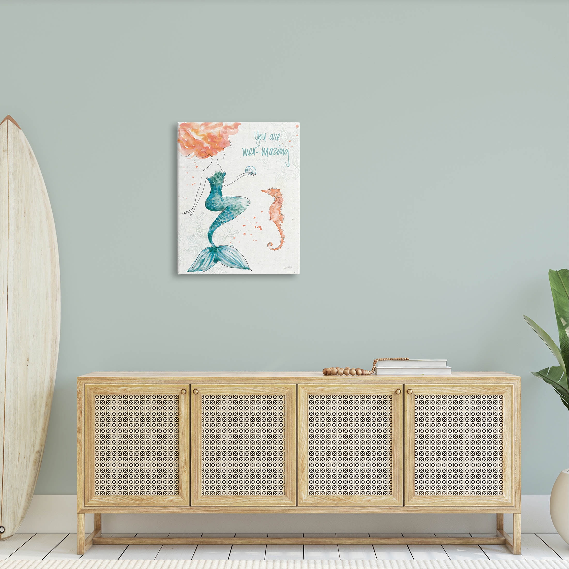 Stupell Industries Mer-Mazing Uplifting Mermaid Phrase Graphic Art Gallery Wrapped Canvas Print Wall Art, Design by Anne Tavoletti