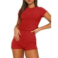 thumbnail image 2 of Summer Outfits for Women Two Piece Short Sleeve Tops and Shorts Lounge Sets, 2 of 4