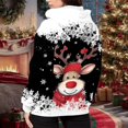 thumbnail image 5 of Wang6 Full Zip up Christmas Hoodies for Women Trendy Long Sleeve Back Reindeer Printed Hooded Sweatshirts Fall Xmas V Neck Loose Fit Tops Black XL, 5 of 7