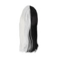 thumbnail image 1 of Perruque synthétique longue et lisse pour femme, noire et blanche, aspect naturel, tendance, pour cosplay, fêtes d'Halloween, 1 of 4