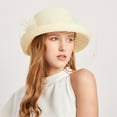 thumbnail image 4 of Women's Spring Summer Mesh Sunshade Hat with Flower Large Brim Fashion Style for Wedding Dresses,Beige,One Size,Dailypoc, 4 of 5