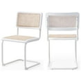 thumbnail image 3 of Maklaine Mid-Century Metal & Rattan Dining Chair in White/Natural (Set of 2), 3 of 7